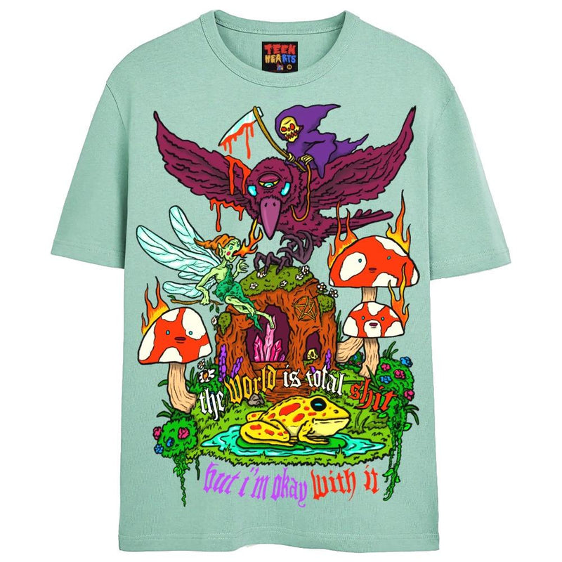 THE WORLD IS SHIT T-Shirts DTG Small Blue 
