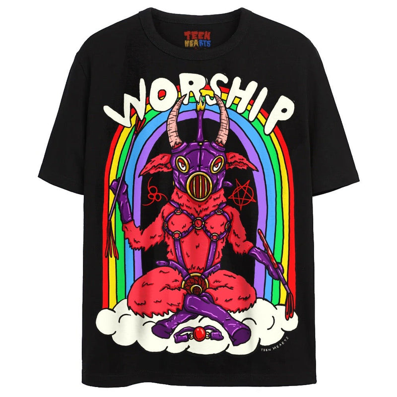 WORSHIP ME T-Shirts DTG Small Black 