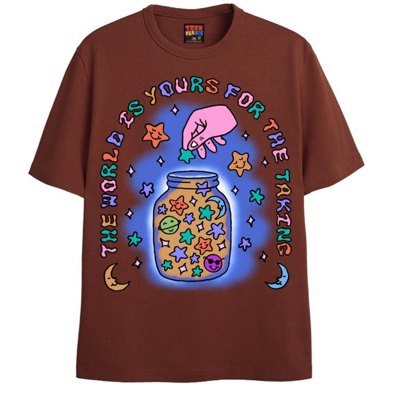 THE WORLD IS YOURS T-Shirts DTG Small Brown 