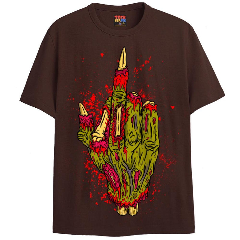 ZOMBIE FINGER T-Shirts DTG Small Brown 
