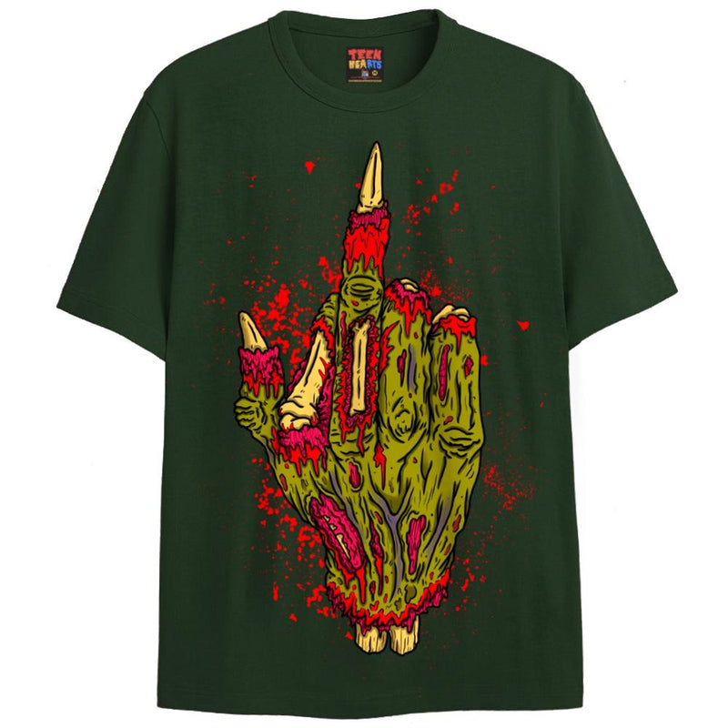 ZOMBIE FINGER T-Shirts DTG Small Green 